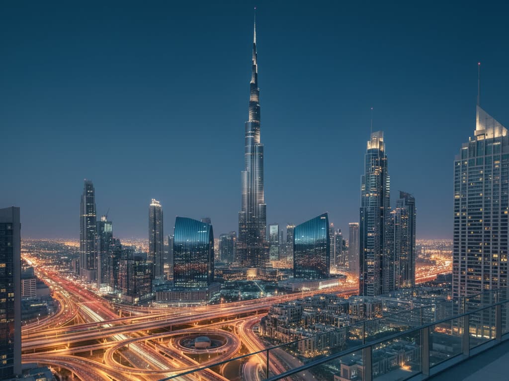 Dubai skyline at dusk