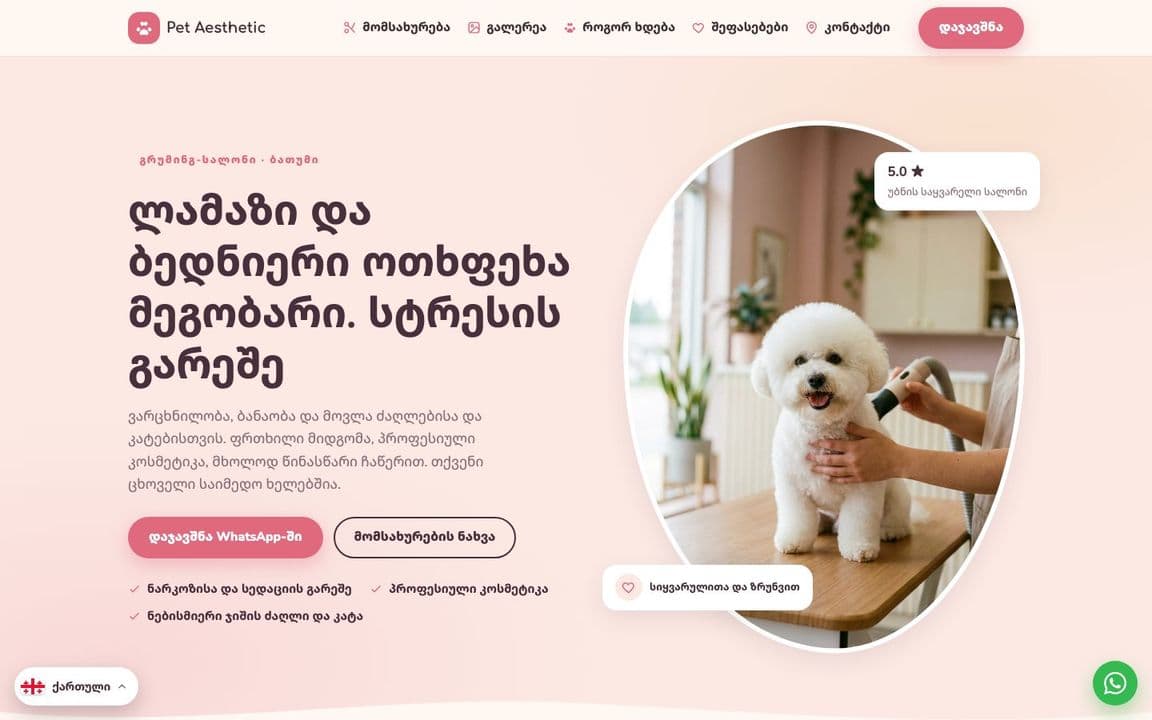 PET AESTHETIC — desktop view