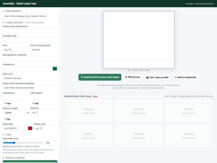 Custom product label generator — EverMed Pharmacy