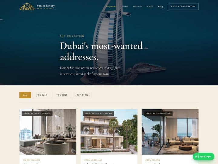 Custom property listing — Sunset Luxury Real Estate