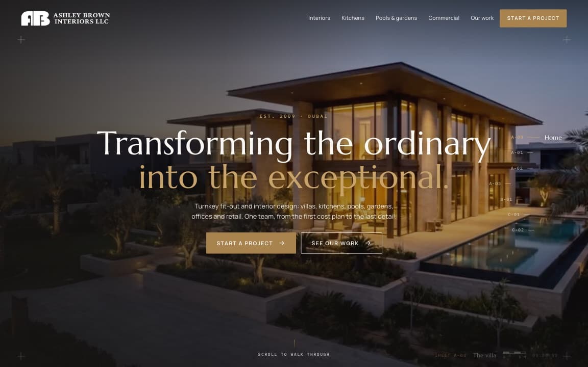 Ashley Brown Interiors — desktop view