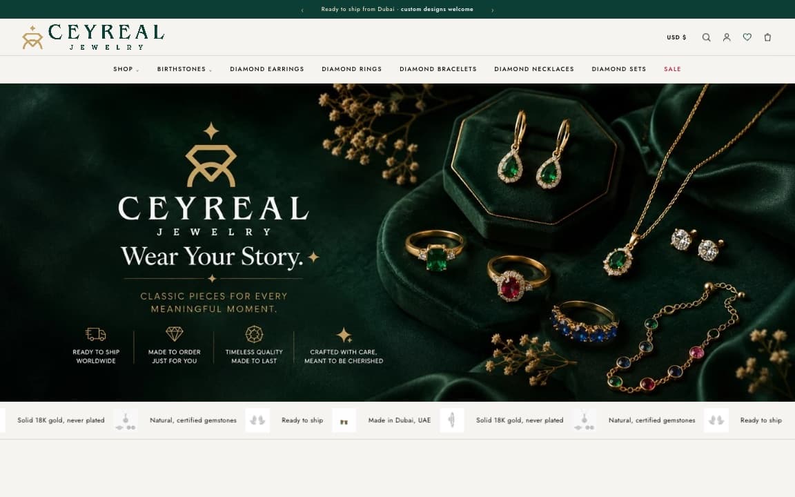 Ceyreal Jewelry — desktop view