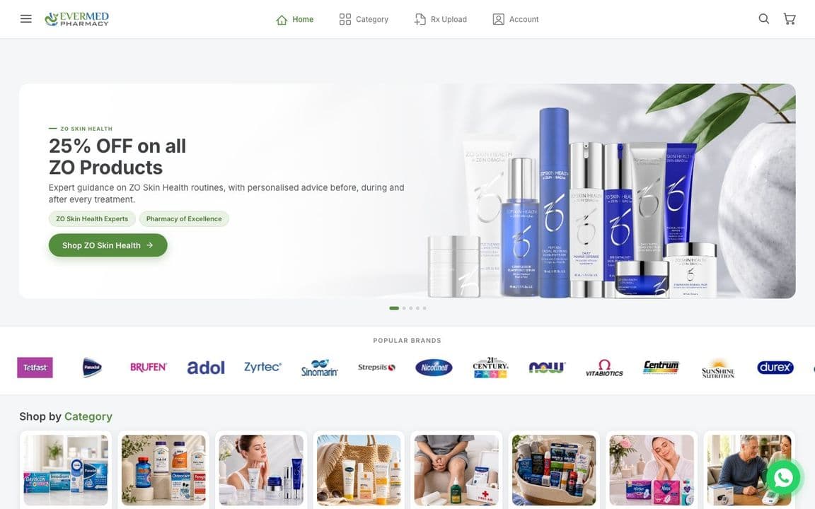EverMed Pharmacy — desktop view
