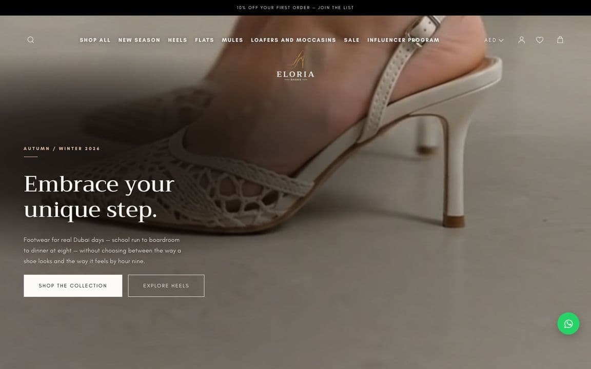 Eloria — desktop view