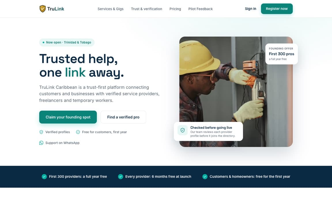 TruLink Caribbean — desktop view