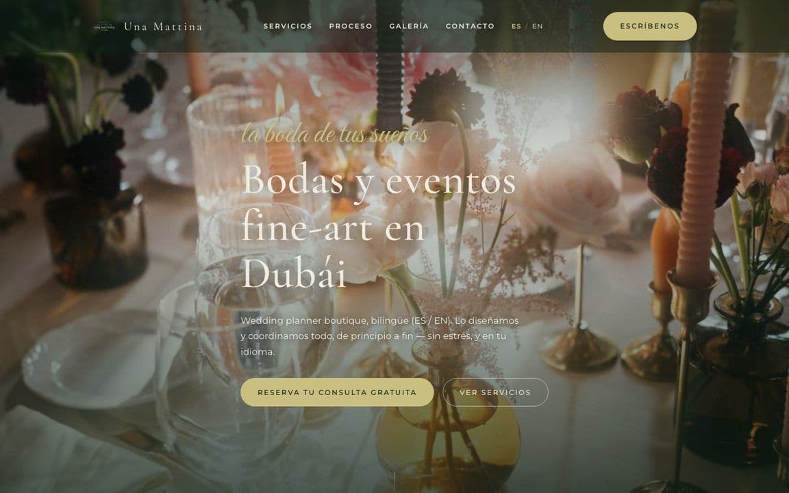 Una Mattina Eventos — desktop view